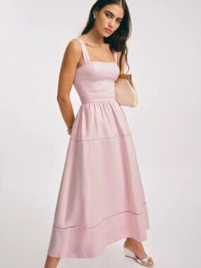 chinese dress ladies Rent The Selia Green Linen Dress By Reformation